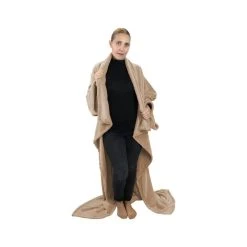 VIVEZEN Couverture Polaire Plaid Intégral Avec Manches Et Poche - Enfant Ou A... -Taurus Alpatec Boutique 870 large 1542639334 pdv2 adulte beige