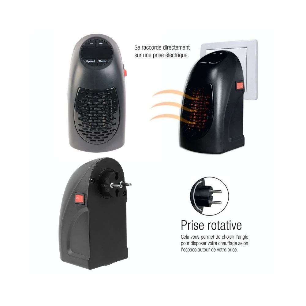 Marque Generique Chauffage Soufflant Miniature Direct Secteur - 400W 3 Marque Generique Chauffage Soufflant Miniature Direct Secteur - 400W
