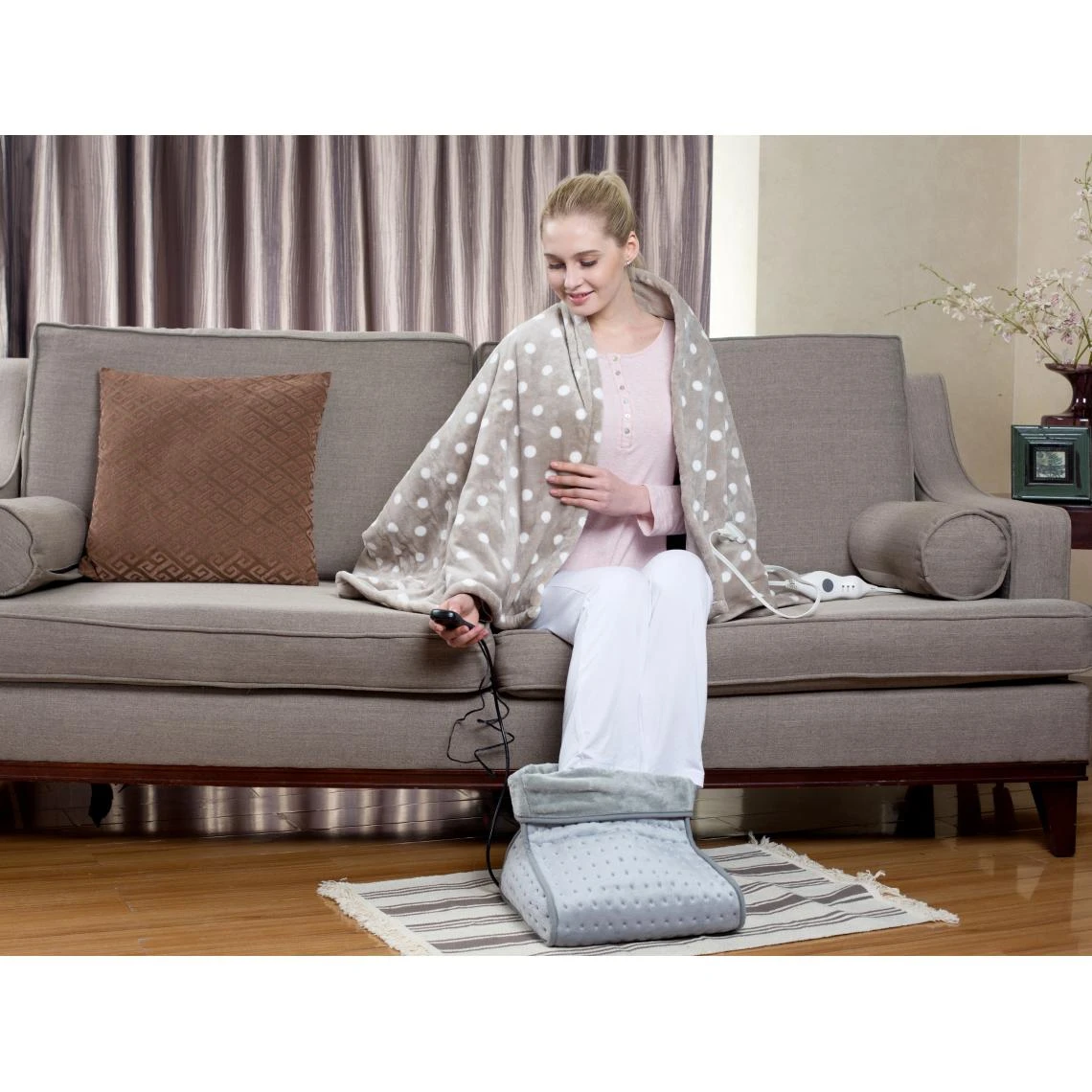 Purline Masseur électrique Pour Pieds 7W, Gris, Laine Synthétique 4 Purline Masseur électrique Pour Pieds 7W, Gris, Laine Synthétique – Image 2