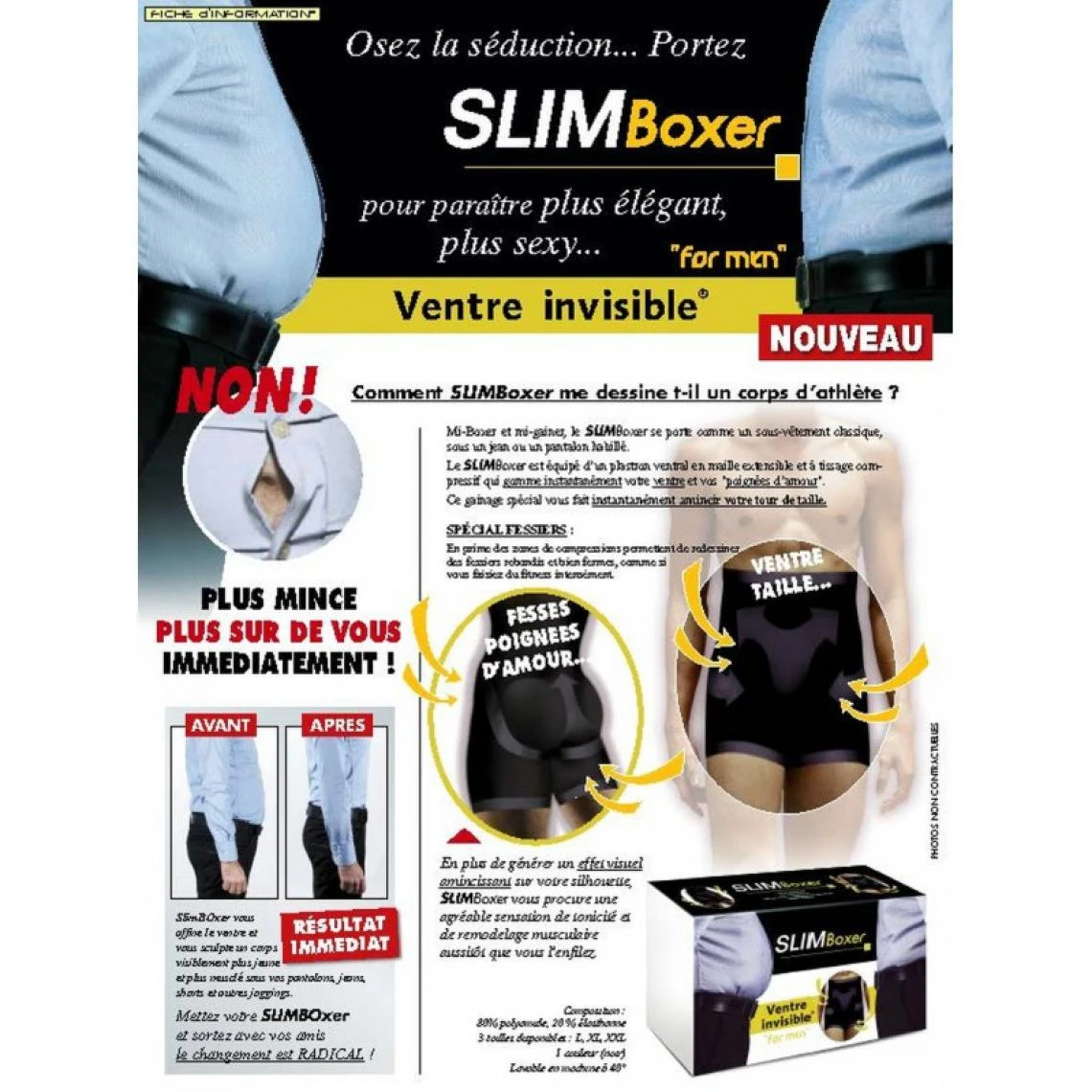 Ineldea SlimBoxer For Men Textile Intelligent Minceur Boxer (Noir - XXL(50-52)... 4 Ineldea SlimBoxer For Men Textile Intelligent Minceur Boxer (Noir - XXL(50-52)... – Image 2