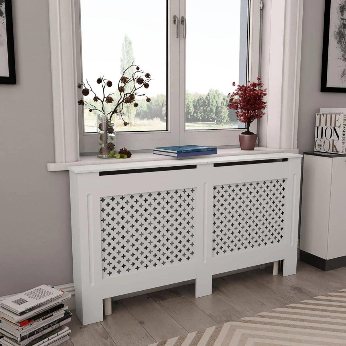 VidaXL Cache-radiateur Blanc 152x19x81,5 Cm MDF 3 VidaXL Cache-radiateur Blanc 152x19x81,5 Cm MDF